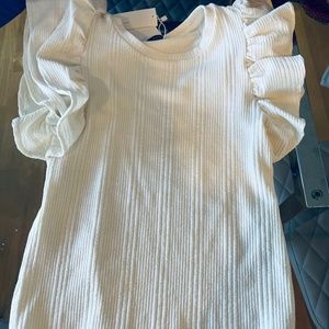Ruffle cap sleeve ribbed top NWT